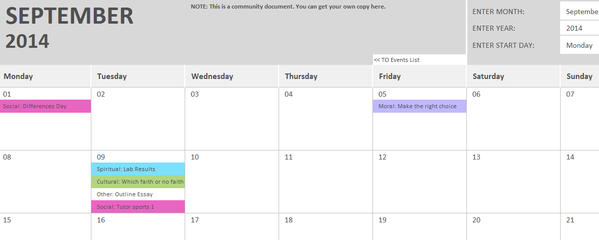 Shared SMSC Calendar