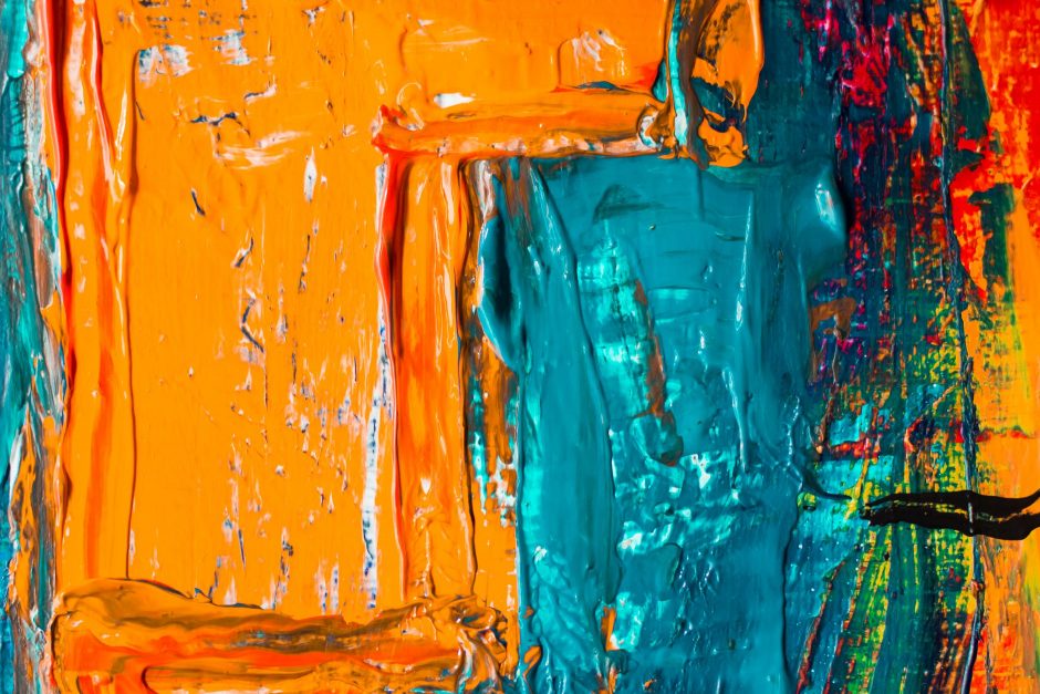 orange and blue abstract painting
